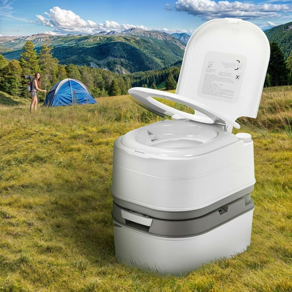 ModFusion Portable RV Toilet – 6.34 Gal Sewage Tank, 5.28 Gal Freshwater Tank, Leak-Proof, Odor-Free, Easy Carry Handle for Camping & Outdoor Use