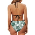 thumbnail image 6 of chaqlin Women's Tropical Monstera Leaf Print Halter Triangle Bikini Set - Sexy Tie Side Two Piece Swimsuit for Beach Vacation & Pool Party, 6 of 9