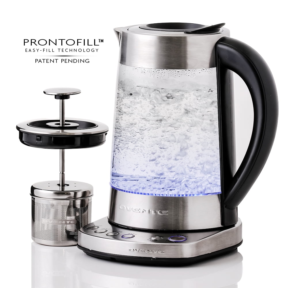 Ovente Electric Glass Kettle 1.7 Liter with Fast Heating Function and 4