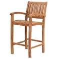 thumbnail image 6 of 3 Piece Teak Wood Bistro Outdoor Patio Bar Set Including 32" Round Orleans Bar Table and 2 Abacho Barstools with Arms, 6 of 6