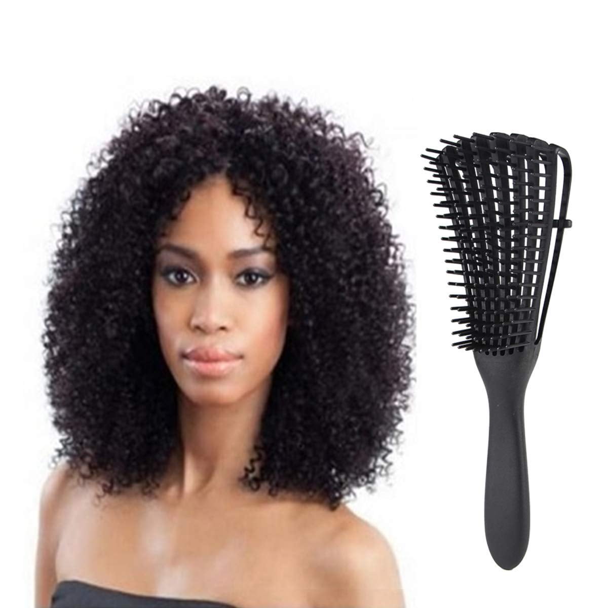 2 Pieces Detangling Brush for Afro America African Hair Textured 3a to 4c  Kinky Wavy Curly Coily Wet Dry Oil Thick Long Hair, Knots Detangler Easy to  Clean (Black) 