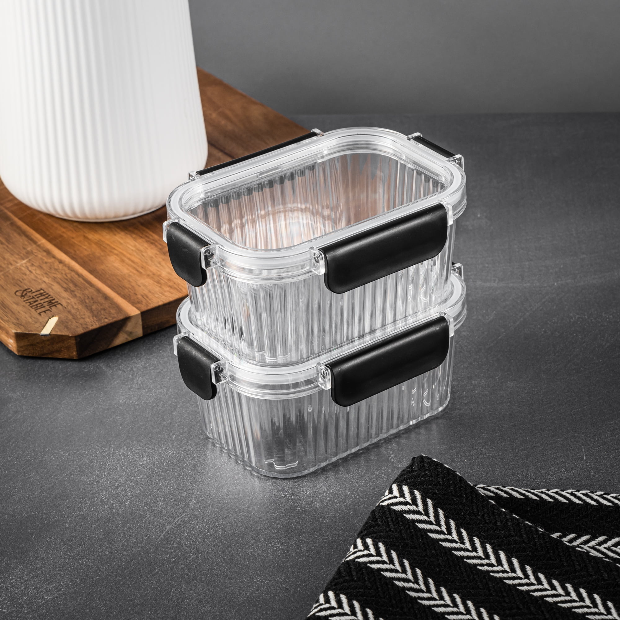 Thyme & Table 2 Pack of 2 Cup Food Storage Containers, Clear