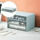 thumbnail image 4 of Caja de almacenamiento multifuncional con cajón de escritorio, organizador de maquillaje, joyas y baño. Cuadrícula azul 2, 4 of 9