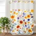 thumbnail image 3 of Spring Wildflowers No Hook Shower Curtain Waterproof, Bathroom Curtains with Snap in Liners and See Through Top Window, Leaves Pastoral Botanical Country Hotel Style Bathtub Curtains Shower 72"Wx84"L, 3 of 8