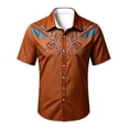 thumbnail image 3 of Kiijoy Boys Cowboy Short Sleeve Button Down Shirt Western Shirt Top, Brown, 11-12 Years, 3 of 3
