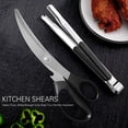 thumbnail image 2 of Kitchen Shears. Korean Barbecue Scissors and Tongs Set, Kitchen Scissors and Tongs for Cutting Meat, Chicken, Vegetables, Stainless Steel Multipurpose Non-slip Serrated Sharp BBQ Scissors BBQ Tongs, 2 of 7