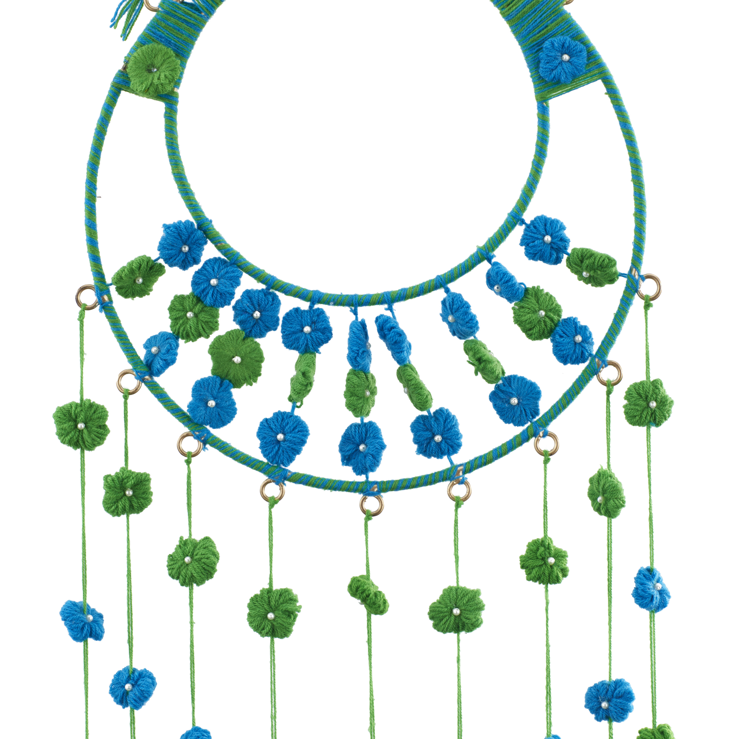 DecMode 13"W, 47"H Metal Bohemian Wall Decor, Blue, 1-Piece