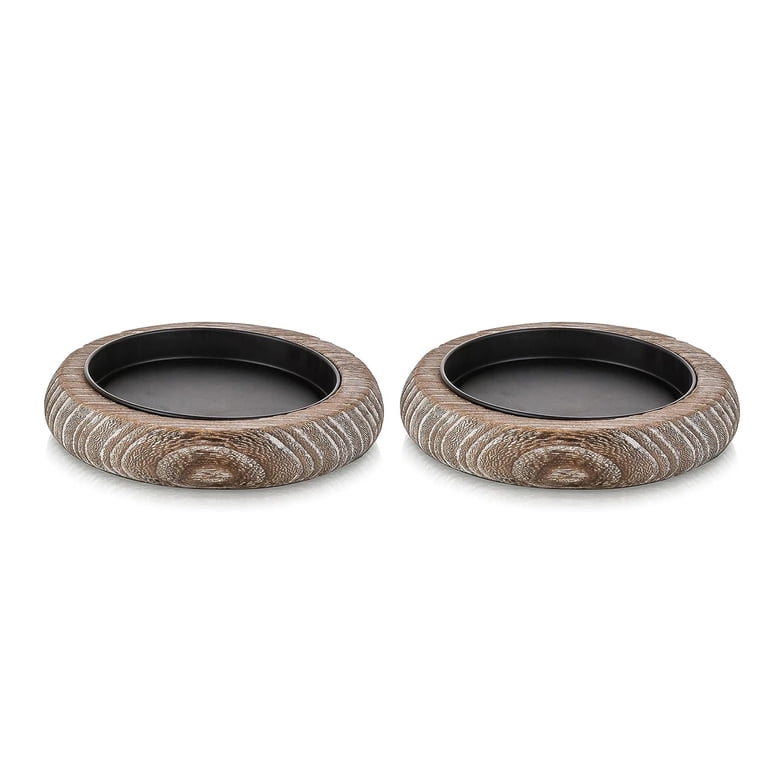 Sziqiqi Whitewash Wooden Pillar Candle Holders, Set of 2 photo 7