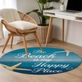 thumbnail image 5 of Summer Ocean Starfish Round Living Room Rugs 3.3 ft, Blue Gradient Wood Grain Washable Area Rug with Non-Slip Sturdy Edge Binding Round Front Door Mat Floor Carpet for Entryway, 5 of 9