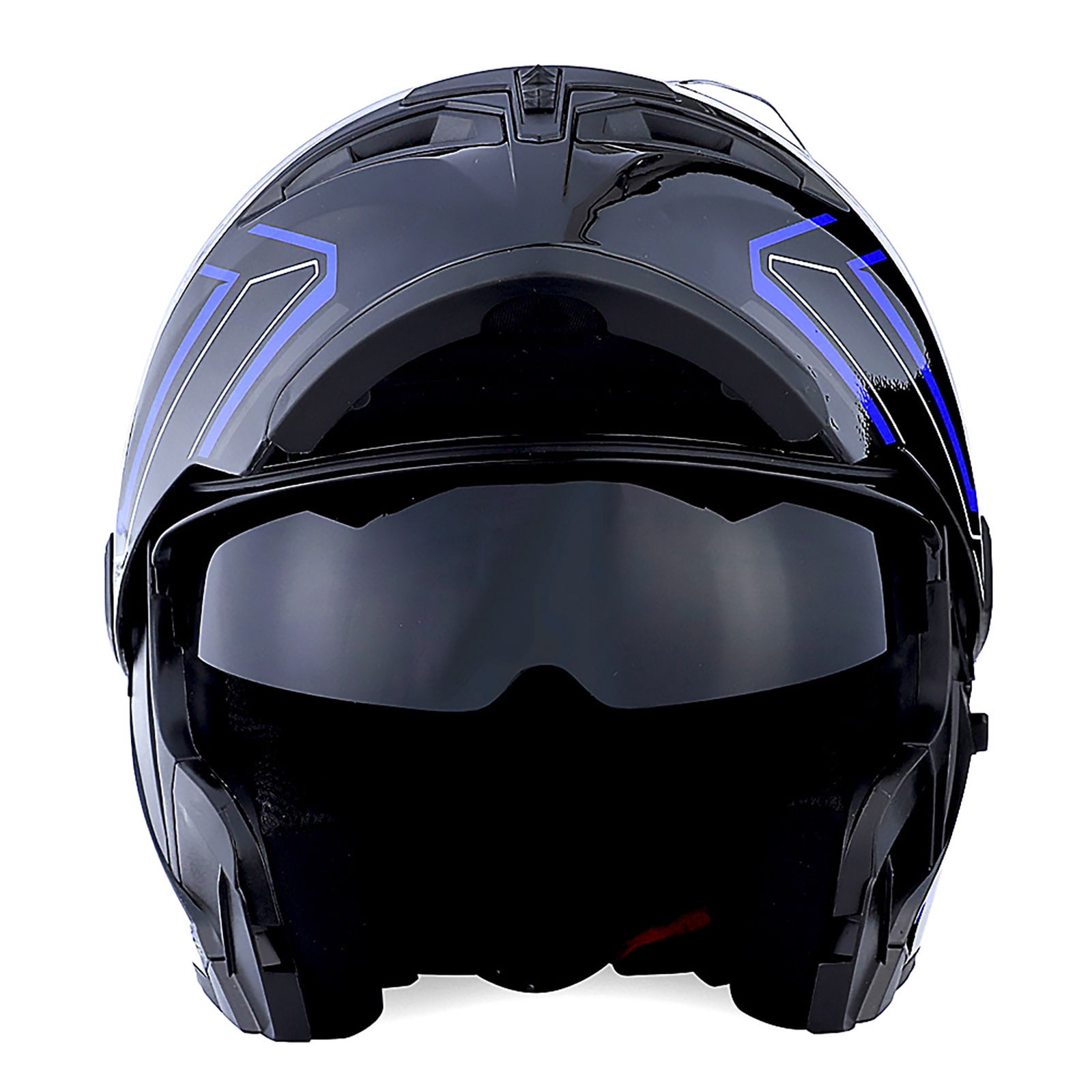 1Storm Adult Motorcycle Modular Flip up Street Bike Full Face Dual Visor Helmet HB-B89CLS Arrow Blue