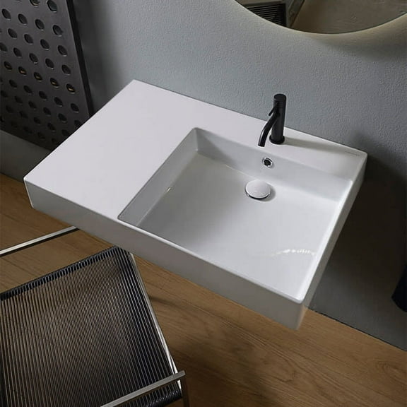 Nameeks Scarabeo 5150-One Hole Teorema 2.0 Plus 31-1/2" Rectangular Ceramic Wall Mount /