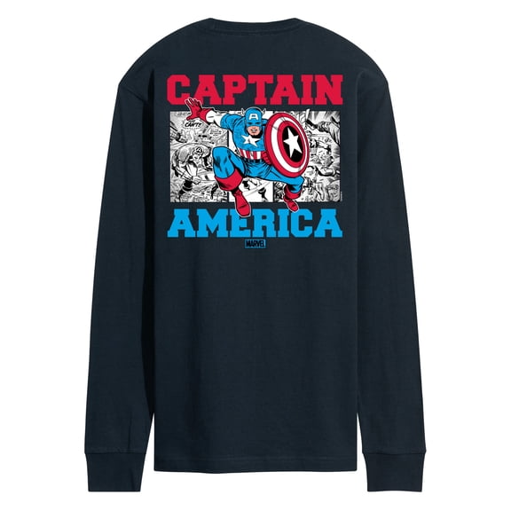 Marvel The Avengers - Captain America Comic - Adult Long Sleeve Graphic T-Shirt