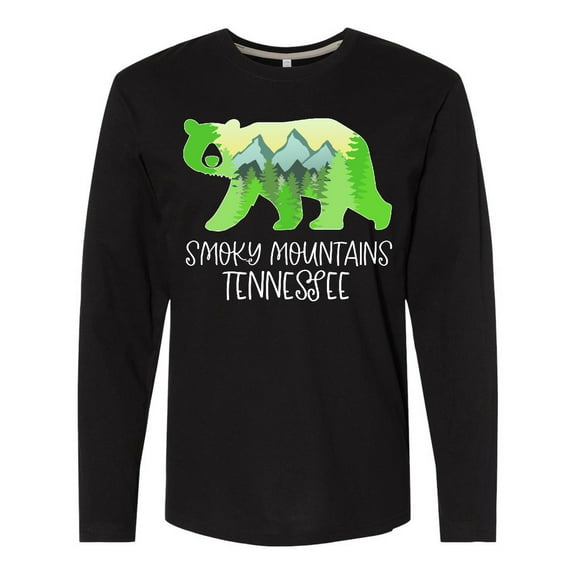 Inktastic Smoky Mountains, Tennessee- Mountains and Bear Shape Long Sleeve T-Shirt