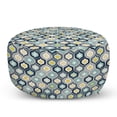 thumbnail image 1 of Modern Pouf Cover with Zipper, Geometric Morrocan Mediterrain Style Dots Ornamental Details Image Print, Soft Decorative Fabric Unstuffed Case, 30" W X 17.3" L, Blue and White, by Ambesonne, 1 of 5