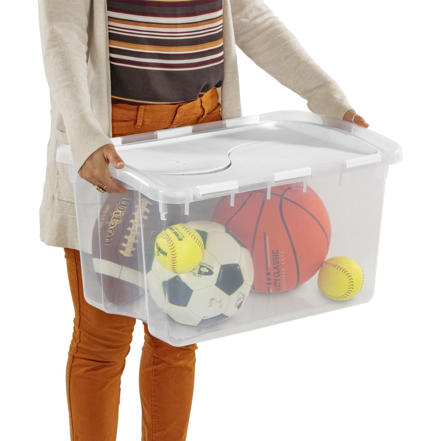 Sterilite 45L Hinged Lid White Storage Box