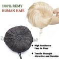 thumbnail image 5 of Benehair 100% Human Hair Pieces Extensions Messy Bun Scrunchies Updo Chignons Remy Hair Elastic Band Comb Clip Straight Black Soft US, 5 of 7