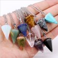 thumbnail image 2 of Hot-Selling Natural Stone Pendant Necklace - Hexagonal Pillar and Faceted Crystal Pendulum Design - Handcrafted Gemstone Jewelry for Women and Men, 2 of 10