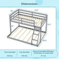 thumbnail image 3 of Costway Twin Over Full Bunk Bed with Integrated Ladder & Safety Guardrails Solid Wood Gray, 3 of 9