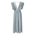 thumbnail image 5 of Siilsaa Womens Semi Formal Dresses Women's Summer Long Formal Wedding Guest Dress Sleeveless Ruffle Party Maxi Bodycon Dresses Grey,M, 5 of 5