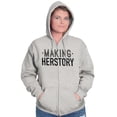 thumbnail image 4 of Making Herstory Her Story Feminist Zip Hoodie Sweatshirt Women Brisco Brands S, 4 of 6