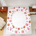 thumbnail image 5 of Homewish Girly Pink Strawberry Queen Sheet Sets for Kids, Cute Love Heart Flat Sheet, Cartoon Ribbon Bowknot Queen Fitted Sheet, Microfiber Bedroom Decor, 4 Pieces, 5 of 7