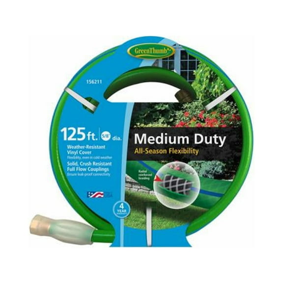 Green Thumb GTAW58125 All-Weather Garden Hose, Medium-Duty, 5/8-In. x 125-Ft. - Quantity 1