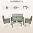 thumbnail image 2 of FDW 4-Pieces Outdoor Conversation Sets with Coffee Table, Gray/Blue, 2 of 7