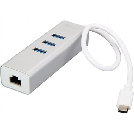 UPC: 0037332190178 | 3-Port USB-C Hub with LAN Port USB-C to 3x USB-A Ports and Gbe USB 3.0 White