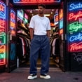 thumbnail image 5 of Rexolia Mens Relaxed Uncuffed Sweatpants Baggy Fit Drawstring Elastic Waist Side Pockets Dark Blue 3XL, 5 of 6