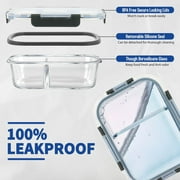 TAIMASI 42 Pcs Glass Food Storage Containers Set with Snap Locking Lids, 21 Containers & 21 Lids, Glass Meal Prep Lunch Box Containers, Grey