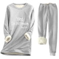 thumbnail image 1 of Haivin Two-Piece Fleece Set for Woman, Solid Color Print Long Sleeve Round Neck Thermal Top and Drawstring Pocket Pants, Warm for Winter and Daily Wear, 1 of 2