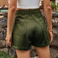 thumbnail image 4 of Nestiefly Womens Jean Shorts High Waisted Denim Shorts Stretchy Rolled Folded Hem Summer Casual Jorts with Pockets Army Green XL, 4 of 6