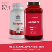 LongLifeNutri Lycopene 50mg, Natural Tomato Extract, 180 Veg Capsules