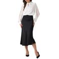 thumbnail image 2 of BLUSA DE SATÉN PARA MUJERES CHIC DE OFICINA CON ESCOTE EN LLAVE Y MANGAS LARGAS DE CHIFFON XL BLANCA, 2 of 6