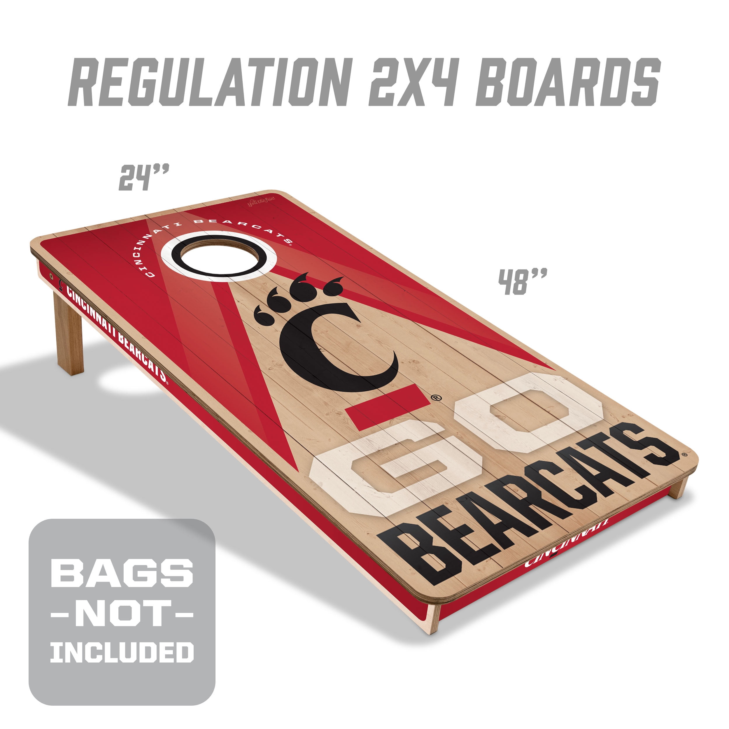 YouTheFan NCAA Cincinnati Bearcats 2X4 Slogan Series Cornhole NO BAGS