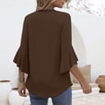 thumbnail image 4 of Yubnlvae Coffee Blouses for Women Casual 3/4 Length Sleeve Womens Tops V Neck Tshirts Shirts with Flared Sleeve, Xl, 4 of 5