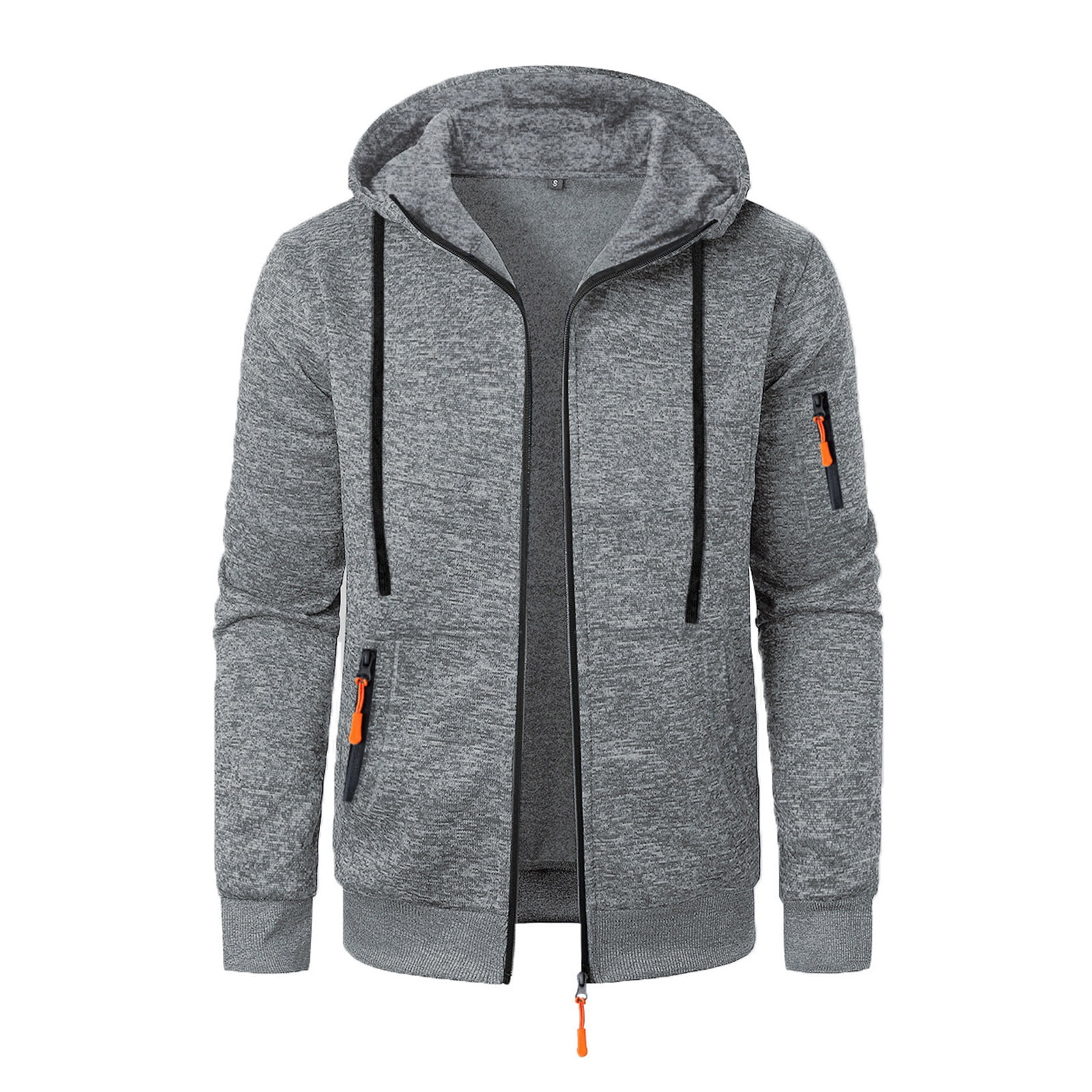 CFLVAEK Zip Up Hoodies for Men Big and Tall Long Sleeve Hooded Sweatshirts with Zipper Pockets Solid Color Drawstring Hoodie Gray XXL