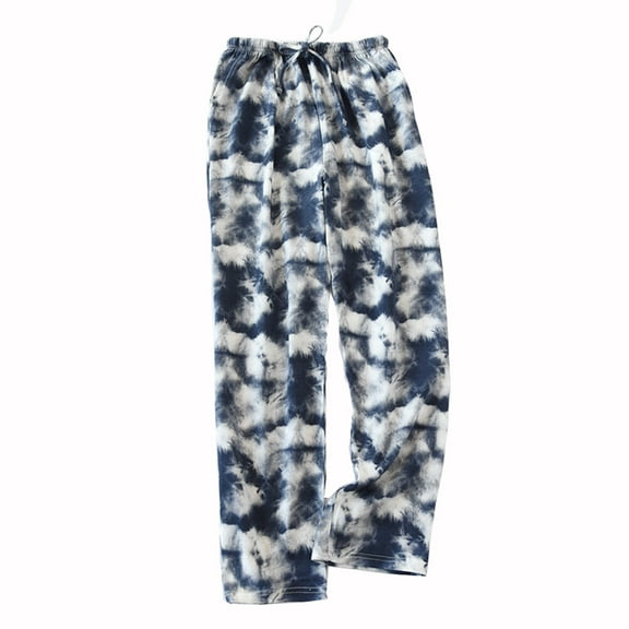 Women's Wide Leg Pants Drawstring Elastic Waist Pajama Bottoms Comfy Pants Fashion Printed Trousers with Pockets