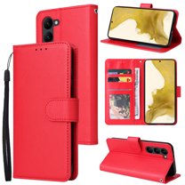 for Samsung Galaxy A03s PU Leather Case | Wallet Phone Case with Card Holder | Flip Folio Case/Cover with Stand | Compatible with Samsung Galaxy A03s 6.5 Inch, Red