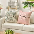 thumbnail image 5 of Happy Easter Buffalo Plaid Rabbit Pink Throw Pillow Cover, 16 x 16 Inch Eucalyptus Leaves Hello Spring Cushion Case Decoration for Sofa Couch Set of 4, 5 of 6