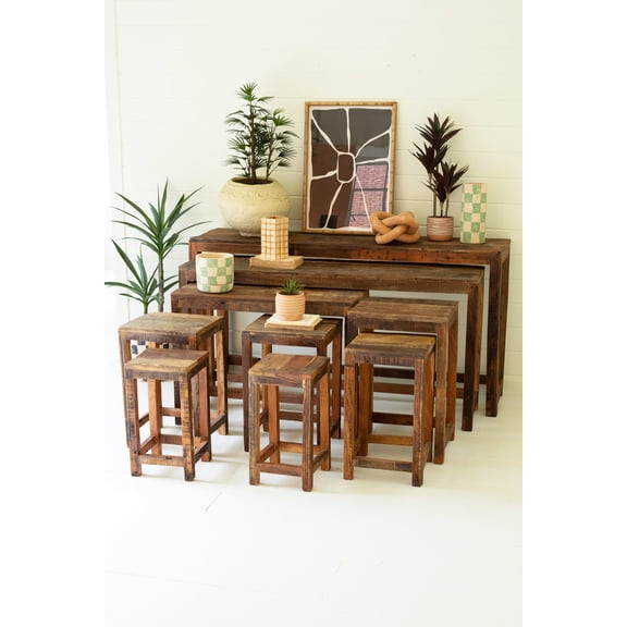 Kalalou Recycled Wood Coffee Table With Eight Cubicles