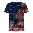 thumbnail image 4 of Pompotops Mode Femmes Col Rond Casual Manches Courtes Drapeau Américain Tops T-shirt Chemisier, 4 of 5