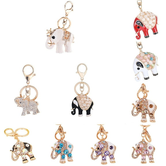 SmartBy Cute Elephant Colorful Rhinestone Women Car Bag Key Chain Keyring Purse Charm