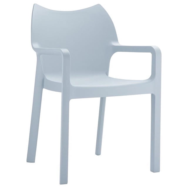 Compamia Diva Resin Outdoor Patio Dining Arm Chair in Silver