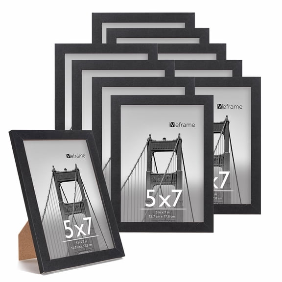 Meframe 10PACK 5x7 Wooden Picture Frame Set Hanging Desktop Display Photo, Black