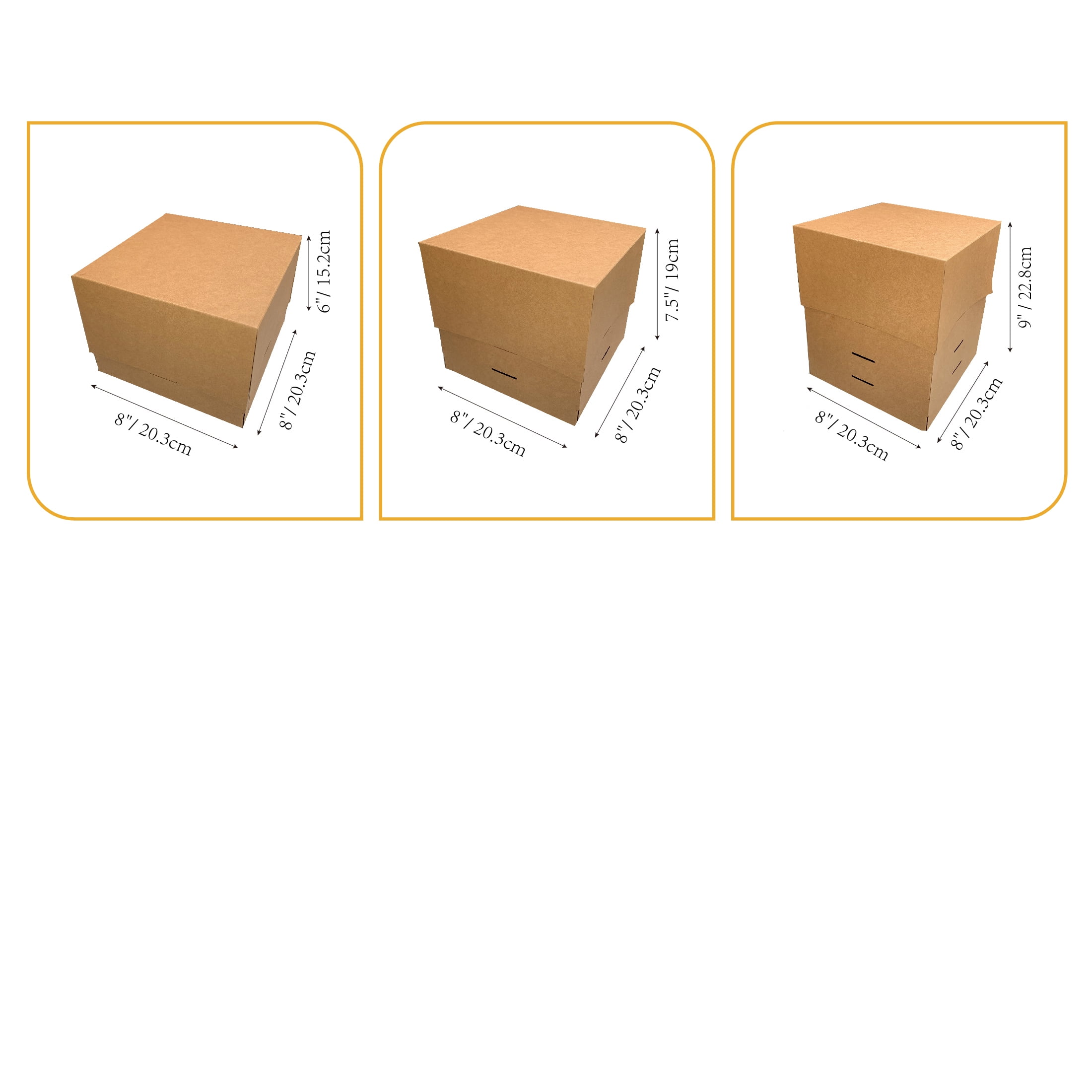 Way To Celebrate Kraft Cardboard Adjustable Cake Box, 8" x 8" x 6"