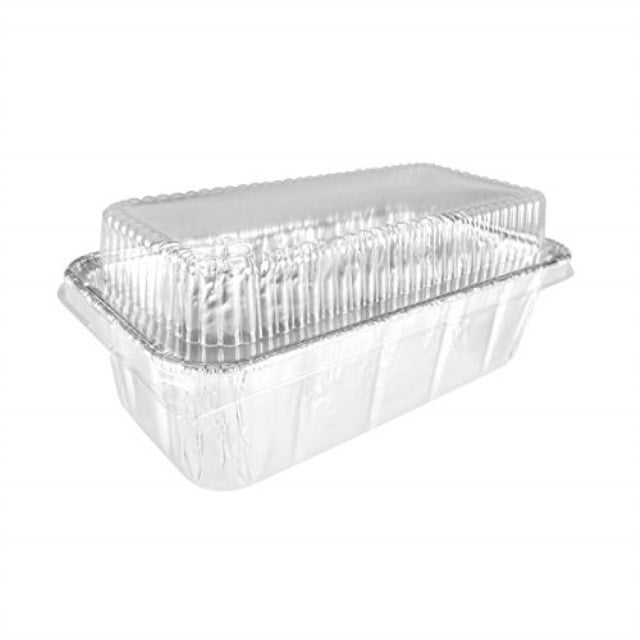 Disposable Aluminum 2 Lb. Loaf Pan with Clear Plastic Snap on Lid