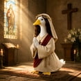 thumbnail image 3 of SHENGXINY Porch Goose Outfit, Religious Robe with Cross Necklace and Wreath Wig Goose Clothes for Patio Outdoor Home Decor Multicolor 23 in, 3 of 9