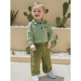thumbnail image 6 of Miaouyo Infant Baby Boy Fall Clothes Set 0 3 6 9 12 18 24 Months Dinosaur Pattern Long Sleeve Romper with Solid Color Pants 2Pcs Outfits, 6 of 9