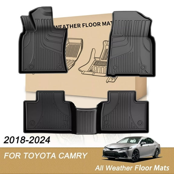 IKABEVEM Car Floor Mats For Toyota Camry 2018-2024 All Weather TPE Rubber Floor Liners Protection